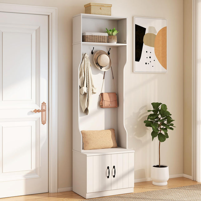 Dreamade 3-in-1 Hall Tree with Bench and Shoe Storage 23.5" Tall Coat Rack
