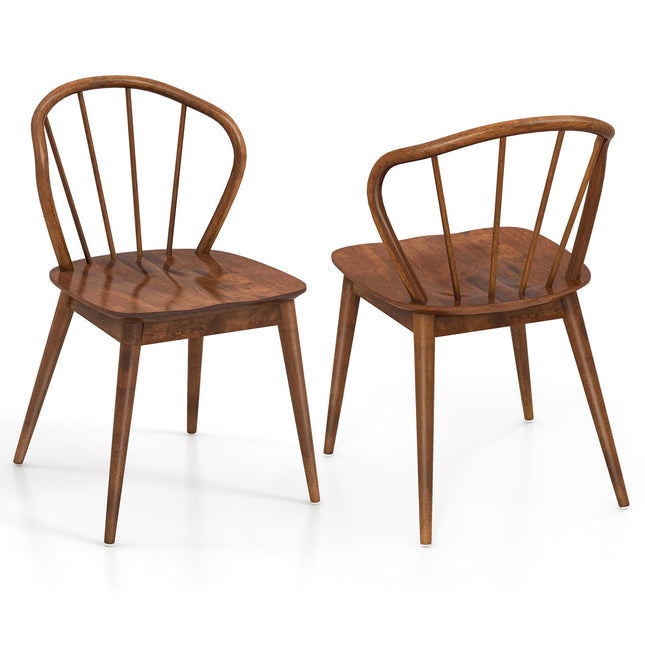 Dreamade Wooden Dining Chairs Set of 2/4, Windsor Kitchen Chairs w/High Spindle Back & Rubber Wood Legs