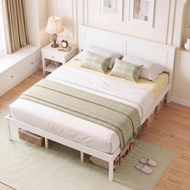 Dreamade Wood Queen/Full/Twin Size Bed Frame with Wooden Slat Support