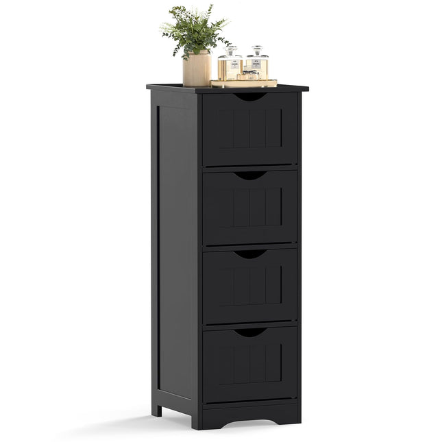 Dreamade 32.5” Bathroom Storage Cabinet 4-Drawer Wooden Side Storage Organizer with Anti-Tipping Device