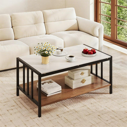 Dreamade 2 Tier Coffee Table with Storage for Living Room