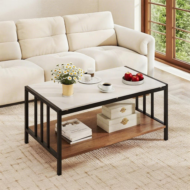 Dreamade 2 Tier Coffee Table with Storage for Living Room