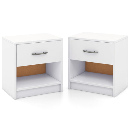 Dreamade Night Stand Set of 1/2 with Drawer, Wood End Table with Open Storage Shelf for Bedroom
