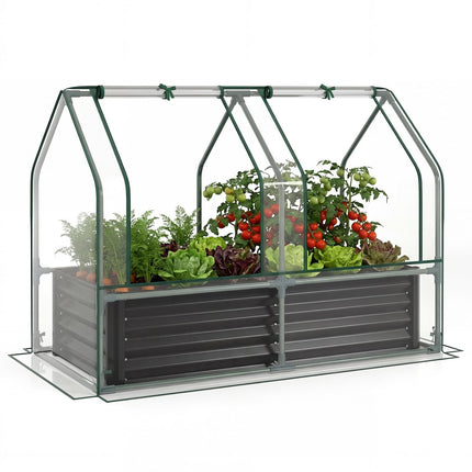 Dreamade 4x2x3 FT Galvanized Raised Garden Bed with Greenhouse Cover