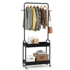 Dreamade Heavy-Duty Rolling Clothes Rack with 2 Storage Baskets & Side Hooks
