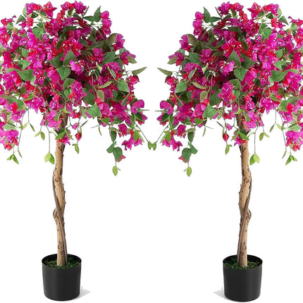 Dreamade 4.5FT Bougainvillea Artificial Tree, Fake Potted Plant w/ 312 Flowers
