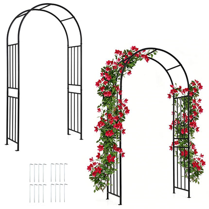 Dreamade 86'' Heavy Duty Steel Pergola Arch with Ground Stakes for Climbing Plants