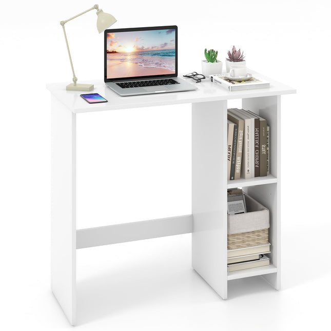 Dreamade Small Desk, Compact Study Writing Desk with 3-Position Adjustable Shelf, Anti-Toppling Kit