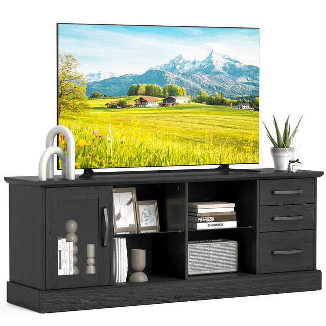 Dreamade TV Stand for TVs up to 73”, Entertainment Center w/Cable Management Holes, Drawers