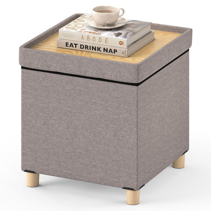 Dreamade 18 Inches Ottoman with Storage and Rubber Wood Legs