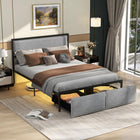 Dreamade Queen/Full/Twin Size Bed Frame with LED Lights and 2 Storage Drawers