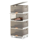 Dreamade 4 Tier Stackable Storage Bins with Lids 18 GalFoldable Shoe Storage Box