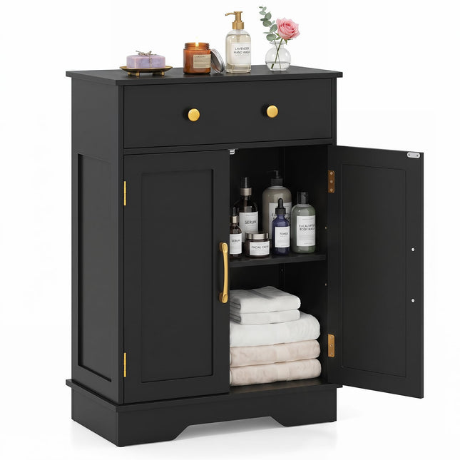 Floor Storage Cabinet with Doors Modern Buffet Sideboard with Drawer and Adjustable Shelf