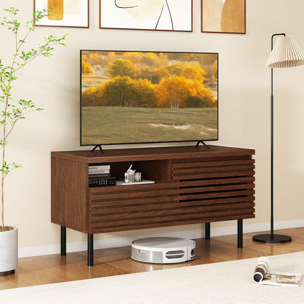 Dreamade Mid Century Modern TV Stand with Fluted Entertainment Center