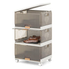 Dreamade 3 Tier Stackable Storage Bins with Lids 13.5 Gal Foldable Shoe Storage Box