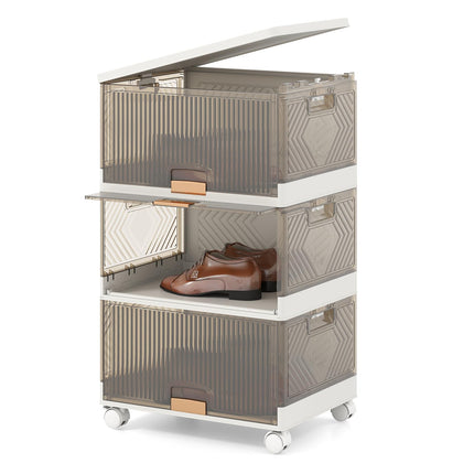 Dreamade 3 Tier Stackable Storage Bins with Lids 13.5 Gal Foldable Shoe Storage Box