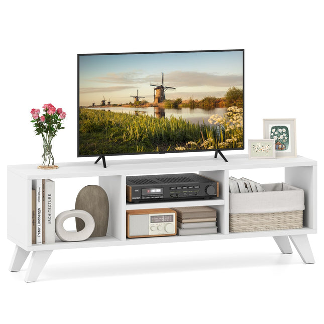Dreamade TV Stand for TVs up to 55", 4-Cubby Entertainment Center