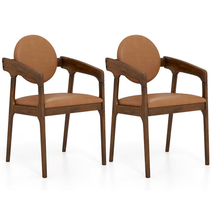 Dreamade Set of 2/4 Wooden Dining Chair PU Leather Upholstered Armchairs