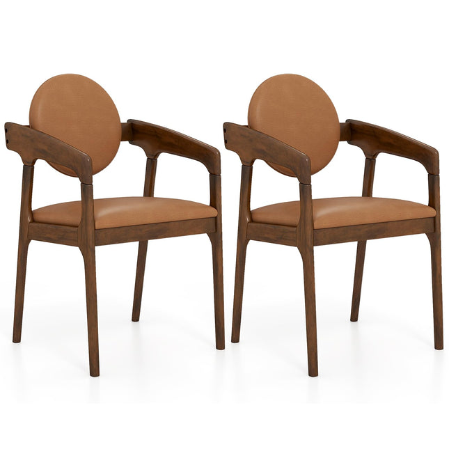 Dreamade Set of 2/4 Wooden Dining Chair PU Leather Upholstered Armchairs