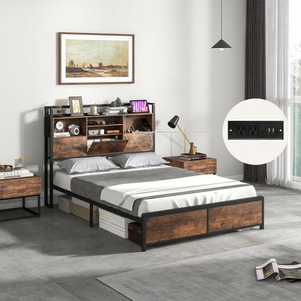 Dreamade Queen/Full Size Bed Frame with Storage Headboard