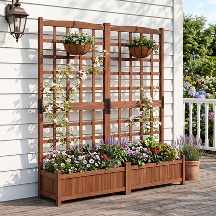 Dreamade Wooden Raised Garden Bed with Trellis