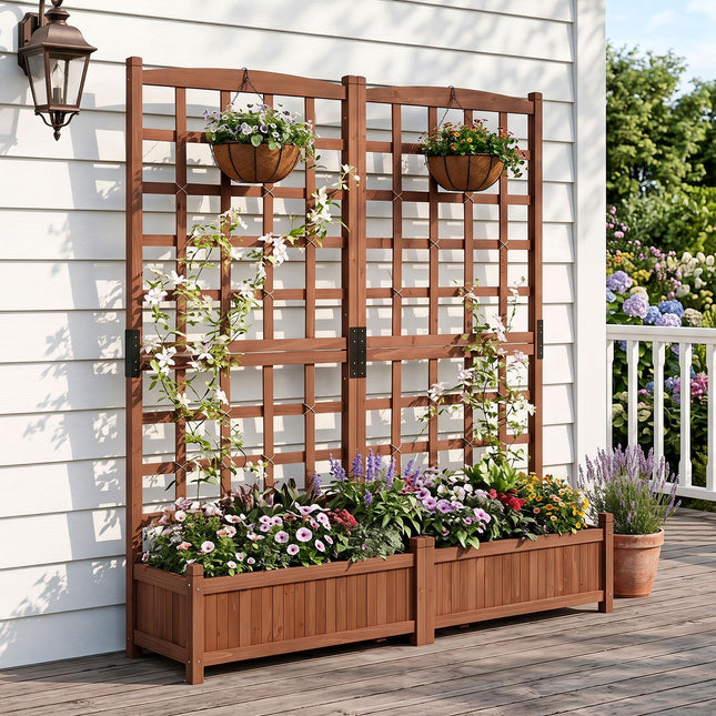 Dreamade Wooden Raised Garden Bed with Trellis