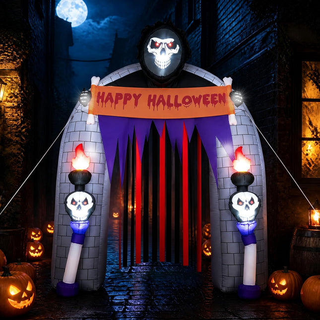DREAMADE 8.5Ft Halloween Inflatable Archway Grim Reaper Blow Up Arch