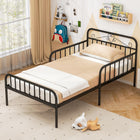 Dreamade Metal Twin Bed Frames for Kids, Heavy Duty Metal Platform Bed Frame with Headboard & Safety Guardrails