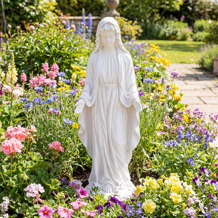 Dreamade Virgin Mary Garden Statue 29.5" | Blessed Mother Outdoor Religious Statue with Serpent