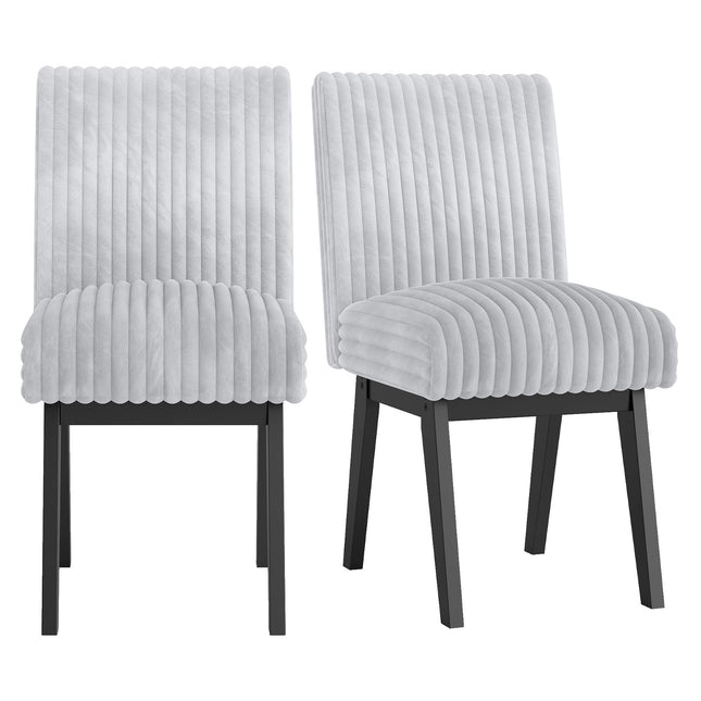 Dreamade Fabric Upholstered Channel Tufted Kitchen Chair w/ 6" Thick Padded Seat & Backrest