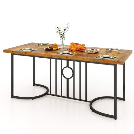 Dreamade 71 Inch Large Dining Table for 6-8 People, Farmhouse Rectangular Kitchen Table with Metal Frame