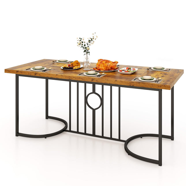 Dreamade 71 Inch Large Dining Table for 6-8 People, Farmhouse Rectangular Kitchen Table with Metal Frame