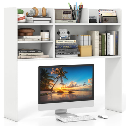 Dreamade Desktop Bookshelf, 37" Desk Hutch Dorm for Computer Up to 32 Inch