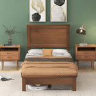 Queen/Full/Twin Size Platform Bed w/ Rubber Wood Legs & Integrated Headboard | Wooden Bed Frame