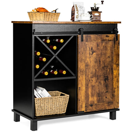 Dreamade Sideboard, Coffee Bar Station with Sliding Barn Door(Industrial)