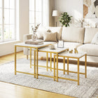 Dreamade Nesting Coffee Table Set of 3 | Faux Marble Coffee Table with Metal Frame
