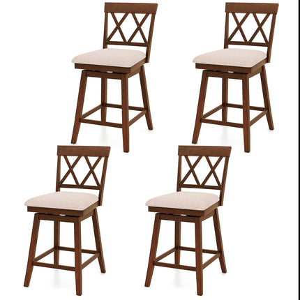 Dreamade Counter Height Bar Stool with Crossed Backs and Rubber Wood Legs