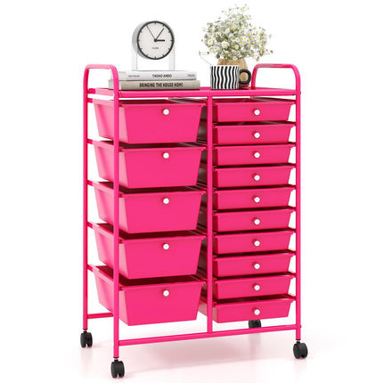Dreamade 15-Drawer Organizer Cart Office School Rolling Storage Cart