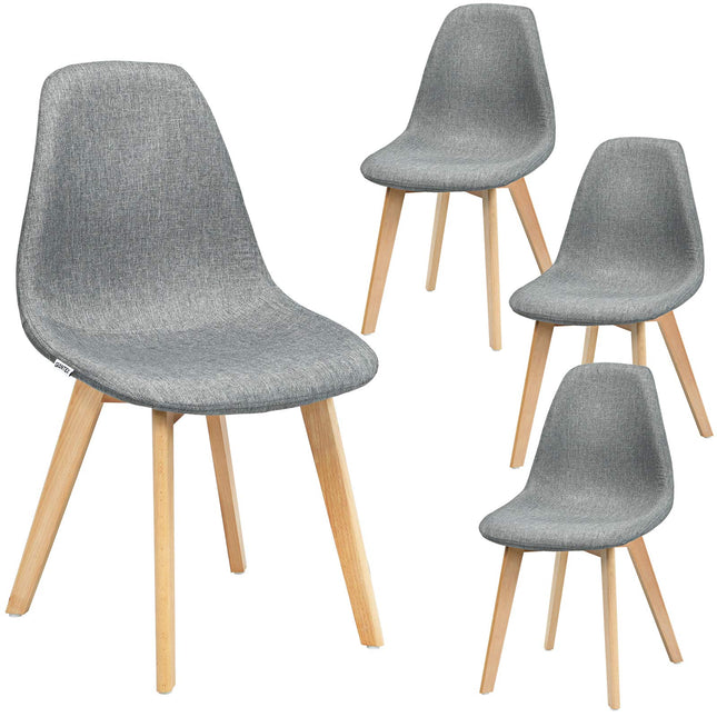 Dreamade Set of 2 or 4 Modern Fabric Dining Chairs, Upholstered Accent Chair, Grey