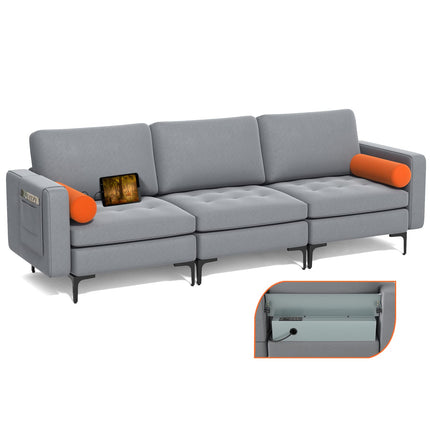 Dreamade 97" Sectional Sofa Couch, 3-Seater Modular Sleeper with USB Ports