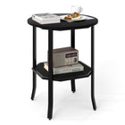 Dreamade 2-Tier Round Small Sofa Couch End Table with Storage Shelf & Steel Frame
