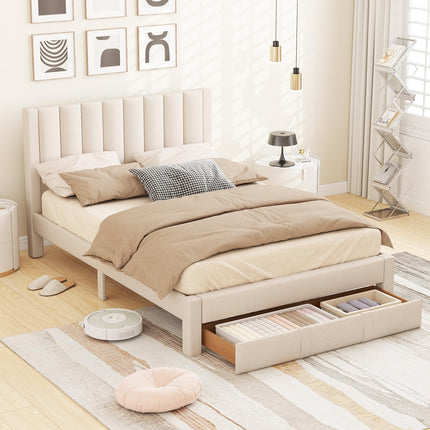 Dreamade Queen Size Bed Frame with Storage Drawer