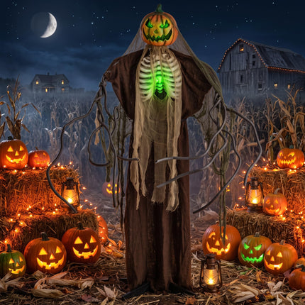 DREAMADE 5.7 FT Halloween Standing Animatronics Pumpkin Man with Green Ribs