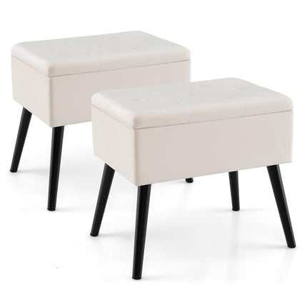 Dreamade 20" Ottoman with Storage - Set of 1/2 Makeup Vanity Bench with Flip Top Storage