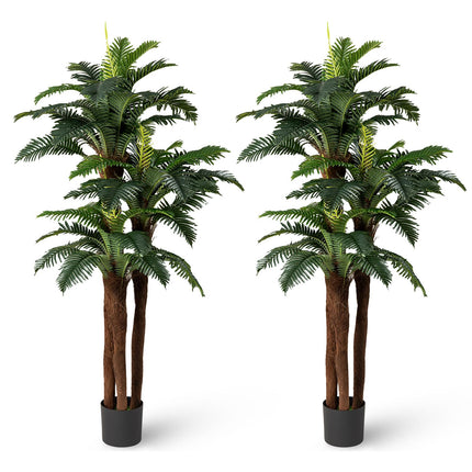 Dreamade 6.3 ft Tall Fake Tropical Plant with 45 + 3 Adjustable Leaves 3 Real Barks & Moss (2 Pack)
