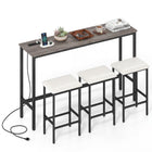 Dreamade 4 Piece Bar Table and Chairs Set with Power Outlet
