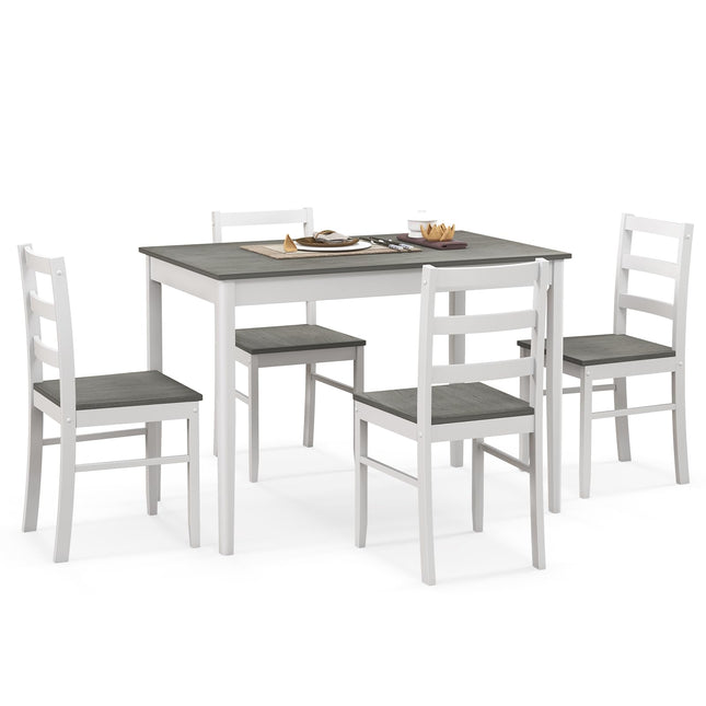 5-Piece Wooden Dining Set with Rectangular Table and 4 Chairs