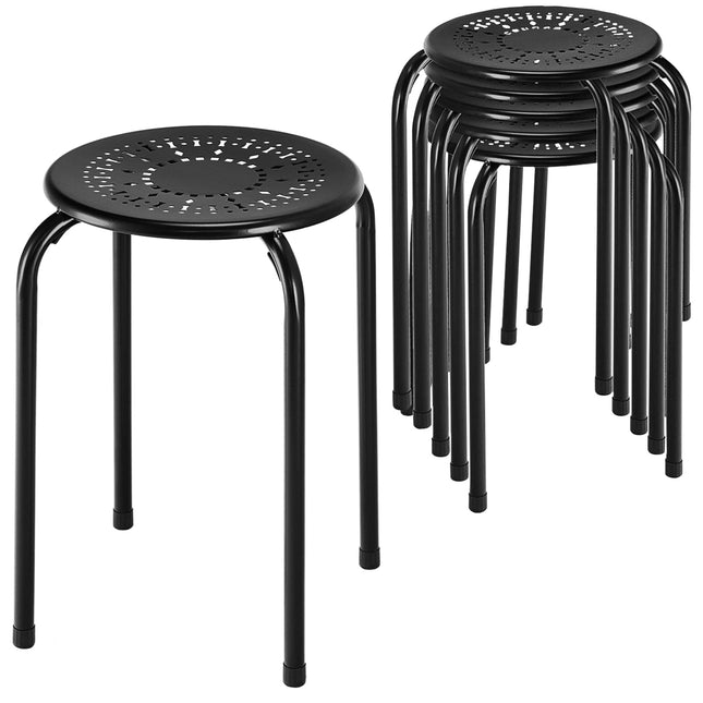 Dreamade Round Metal Stool Set of 6-17.5" Height Stackable Stool with Anti-Slip Foot Pads