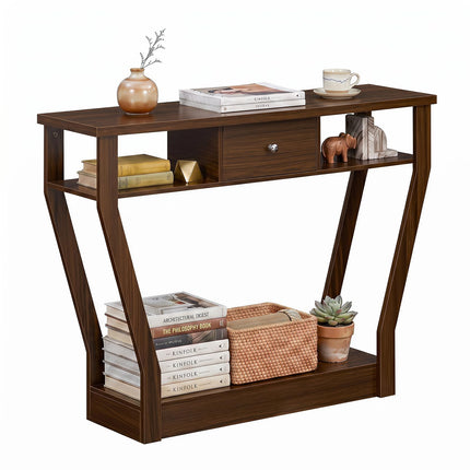 Dreamade 43" Modern Console Table with Drawer & Storage Shelf