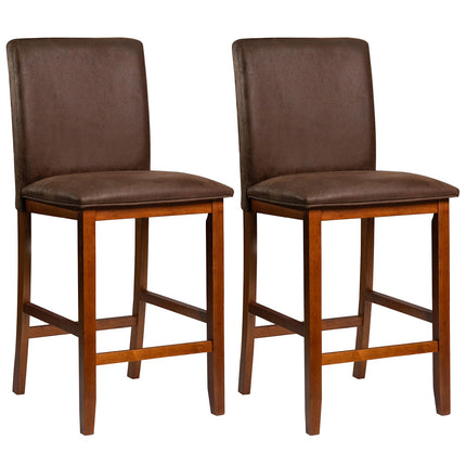 Dreamade 26" Bar Stools Set of 2/4 Upholstered Counter Height Bar Chairs with Solid Rubber Wood Legs